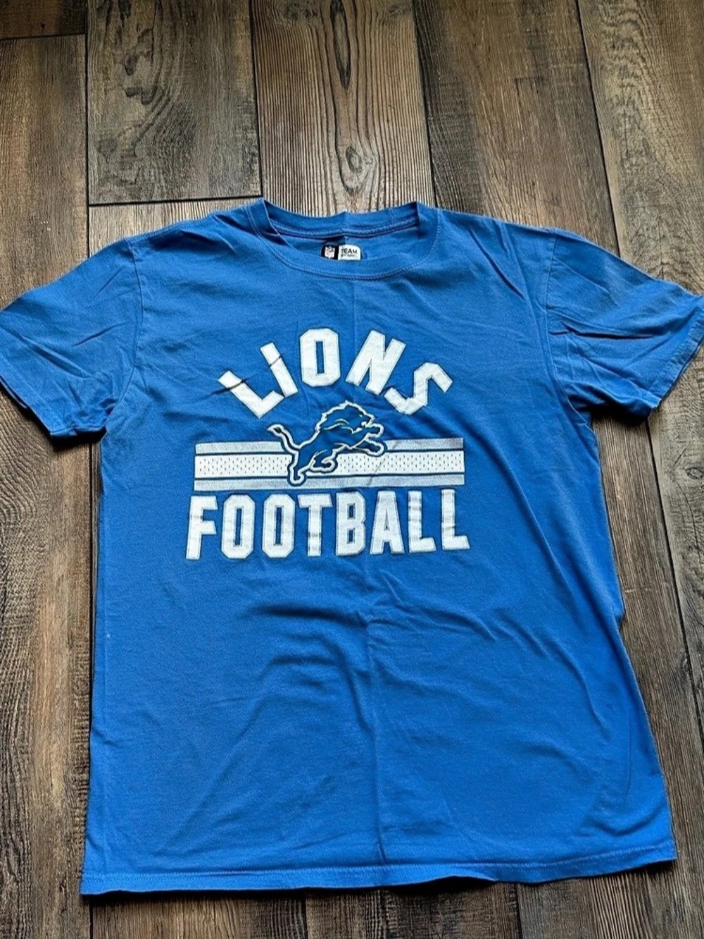 Detroit Lions Football Graphic Tee Size Medium Blue